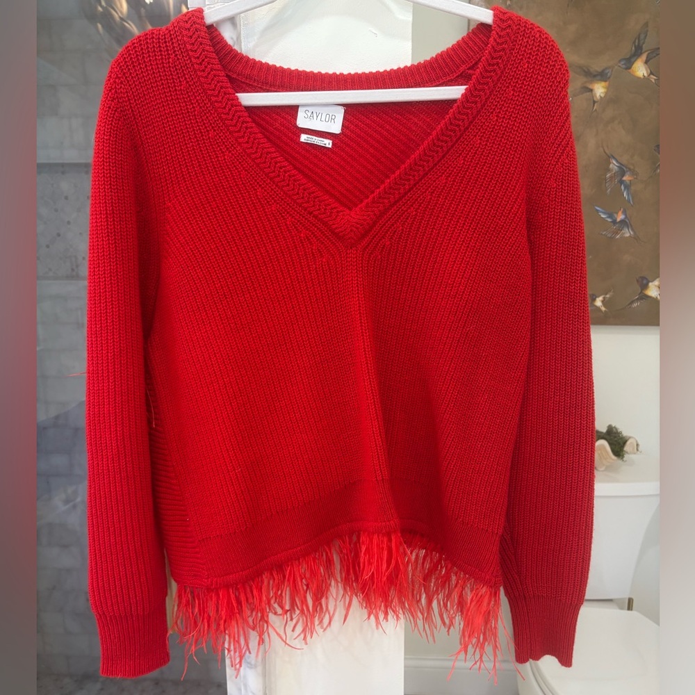 Saylor red feather Christmas sweater